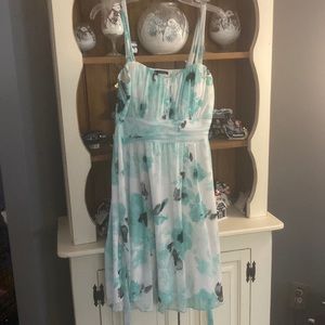 Teal and white floral A Line dress